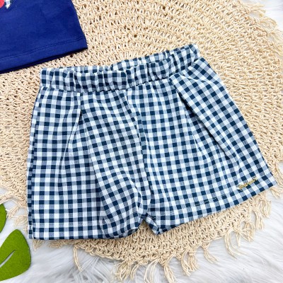 Conj. Regata Mon Cheri e Short Xadrez - Marinho